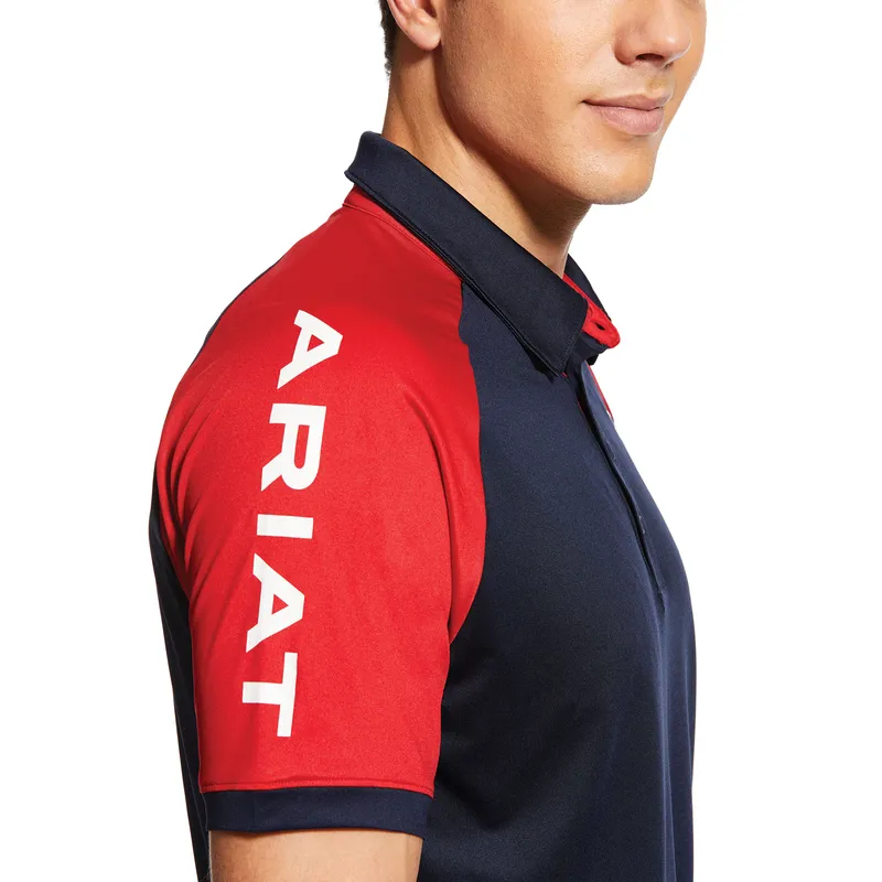 Ariat Team 3.0 Polo Shirt Mens in Navy and Red-5